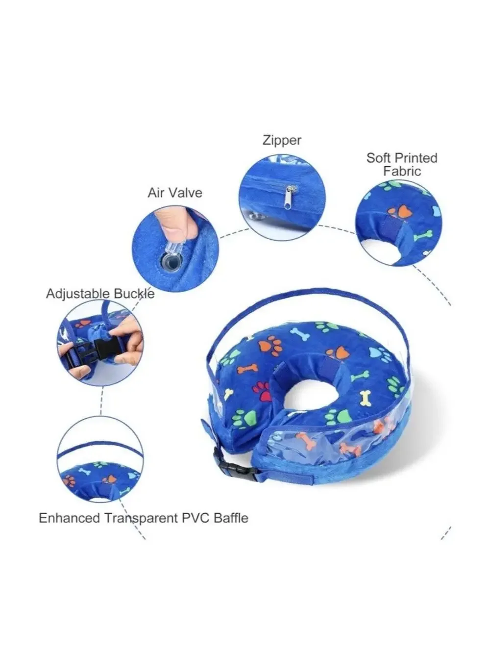 Inflatable Dog Cone Large Post-Surgery Collar Stops Licking & Biting New